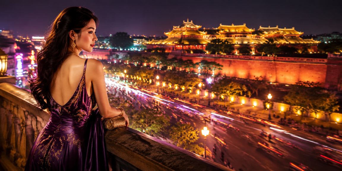 Không gian giải trí trực tuyến ban đêm tại Huế với ánh đèn neon và cá cược